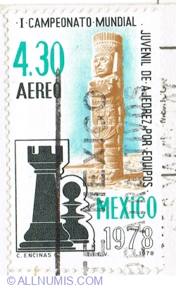 Image #1 of 4.30 Pesos 1978 - Mayan Figure, Castle & Pawn