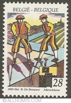 Image #1 of 28 Francs 1993 - Steltenlopers (Walkers on stilts) of Merchtem