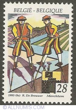 28 Francs 1993 - Steltenlopers (Walkers on stilts) of Merchtem