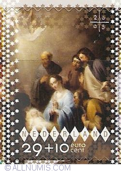 Image #1 of 29 + 10 Eurocent 2005 - December Stamp - Adoration by the Shepherds