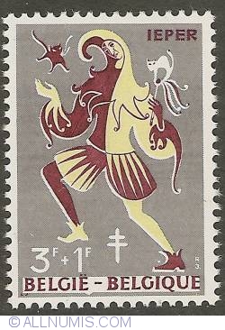 Image #1 of 3 + 1 Francs 1959 - Festival of the Cats (Kattenstoet - Ypres)