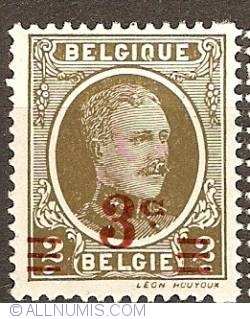 Image #1 of 3 over 2 Centimes 1927 King Albert I - overprint