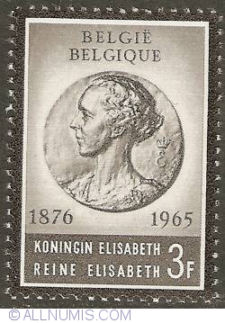 Image #1 of 3 Francs 1965 - Mourning stamp Queen Elisabeth