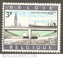 Image #1 of 3 Francs 1969 - John F. Kennedy Tunnel Antwerp