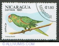 Image #1 of 1.80 Cordoba 1981 - Crimson-fronted Parakeet (Aratinga finschi)