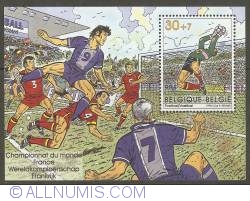 30 + 7 Francs 1998 - World Championship Soccer Souvenir Sheet