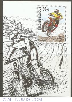 Image #1 of 30 + 7 Francs 1999 - Motocross Souvenir Sheet