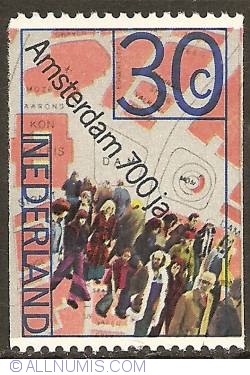 30 Cent 1975 - Amsterdam 700 years (without perforation left and right)
