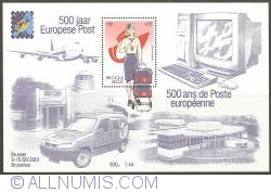 300 Francs / 7,44 Euro 2001 - 500 Years of European Post Souvenir Sheet