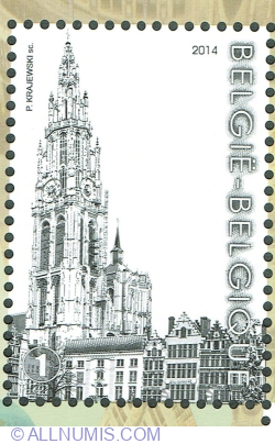 "1" 2014 - Piața principală din Anvers: Catedrala Maicii Domnului