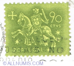 90 Centavos 1953 - Knight on horseback (from the seal of King Dinis)