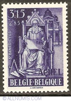 Image #1 of 3,15 + 2,85 Francs 1948 - Achel Abbey - S; Benedict, founder of Benedictine Order