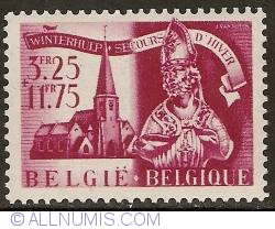 3,25 + 11,75 Francs 1943 - Winter Help - St. Martin - St. Martin's Church in Loppem