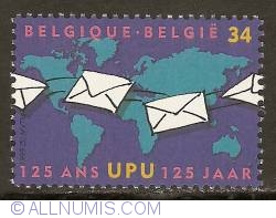 Image #1 of 34 Francs 1999 - 125th Anniversary of World Post Union