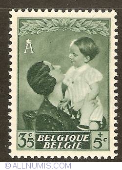 Image #1 of 35 + 5 Centimes 1937 - Queen Astrid with Prince Baudouin
