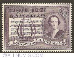 Image #1 of 4 + 2 Francs 1956 - Queen Elisabeth, patron of arts