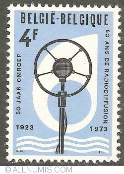 4 Francs 1973 - Aniversarea de 50 ani a difuzarii radioului in Belgia