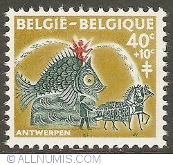 Image #1 of 40 + 10 Centimes 1959 - Whale with Cupid (Antwerp)