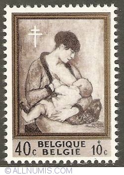 Image #1 of 40 + 10 Centimes 1961 - Pierre Paulus - Mother and Child