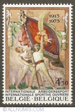Image #1 of 4,50 Francs 1973 - Aniversarea de 60 ani a Lucratorilor Internatinali sportivi