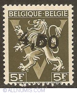 4,50 overprint on 5 Francs BELGIQUE-BELGIE