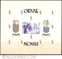 Image #1 of 5 + 15 Francs 1941 - Orval Abbey - Monks - Architecture Souvenir Sheet without perforation
