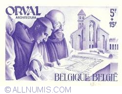 Image #1 of 5 + 15 Francs 1941 - Orval Abbey - Monks - Architecture without perforation