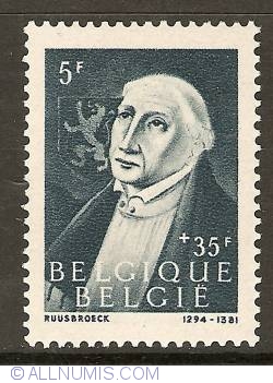 Image #1 of 5 + 35 Francs 1944 - Jan van Ruusbroeck