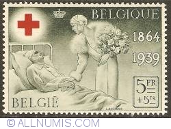 5 + 5 Francs 1939 - Queen Elisabeth visiting a patient