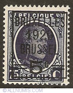 5 Centimes over 75 Centimes 1929 - King Albert I