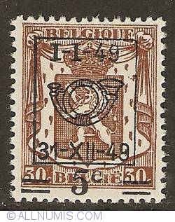 Image #1 of 5 Centimes overprint on 30 Centimes 1949