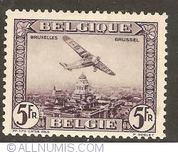 5 Francs 1930 - Airmail - Plane above Brussels