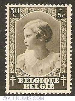 Image #1 of 50 + 5 Centimes 1937 - Princess Joséphine-Charlotte