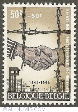 Image #1 of 50 + 50 Centimes 1965 - 20th Anniversary of Liberation of Concentration Camps