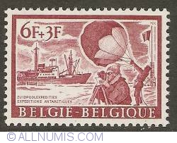 Image #1 of 6 + 3 Francs 1966 - South Pole Expedition - Ship and Weather Balloon