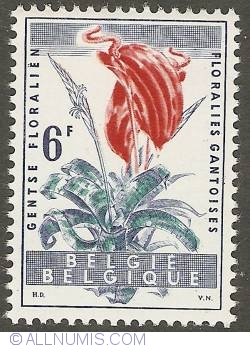 Image #1 of 6 Francs 1960 - Floralies of Ghent - Bromelia