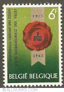 Image #1 of 6 Francs 1963 -50th Anniversary of the International Union of Cities