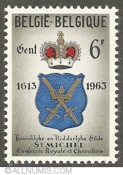 Image #1 of 6 Francs 1963 - Coat of Arms of the St. Michaels Guild for Fencing - Ghent