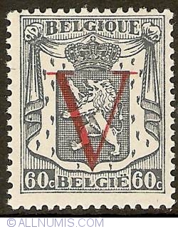 60 Centimes with red V overprint 1944