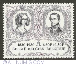 6,50 + 1,50 Francs 1980 - 150th Anniversary of Belgium - Queen Louise-Marie and King Leopold I