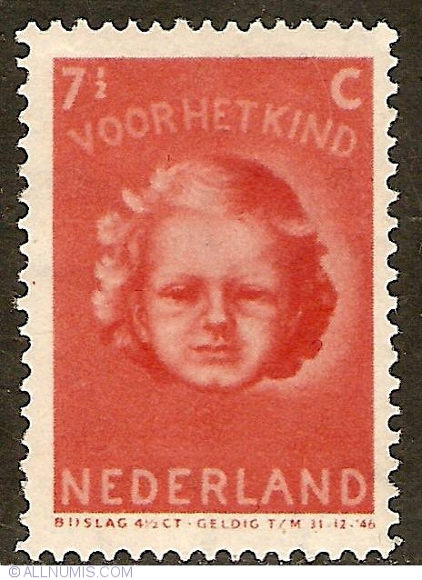 7 1 2 4 1 2 Cent 1945 Child s Head Children Netherlands