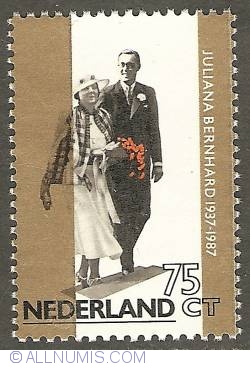 75 Cent 1987 - Golden Wedding Anniversary of Princess Juliana and Prince Bernhard