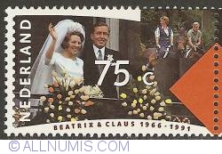 75 Cent 1991 - Silver Wedding Anniversary of Queen Beatrix and Prince Claus