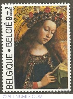 9 + 2 Francs 1986 - Jan and Hubert Van Eyck - The Adoration of the Mystic Lamb - Fragment
