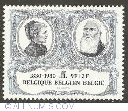 9 + 3 Francs 1980 - 150th Anniversary of Belgium - Queen Marie-Henriette and King Leopold II