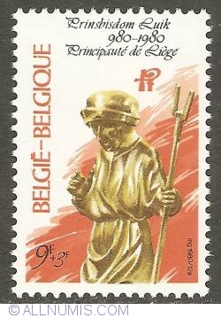 Image #1 of 9 + 3 Francs 1980 - Millennium of the Prince-Bishopry of Liège - Statue of a Brewer