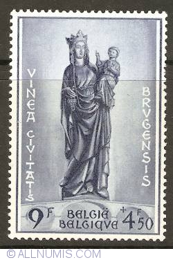 Image #1 of 9 + 4,50 Francs 1954 - Beguinage of Bruges - Our Lady of the Vineyard