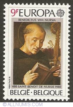 Image #1 of 9 Francs 1980 - St. Benedict of Nursia