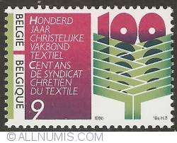 Image #1 of 9 Francs 1986 - Centenary of Christian Textile Union