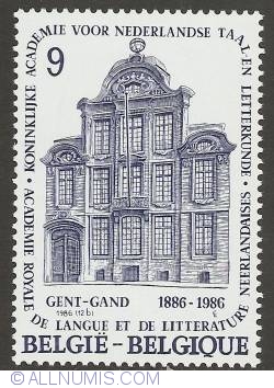 Image #1 of 9 Francs 1986 - Centenary of the Royal Academy of Dutch Language and Literature